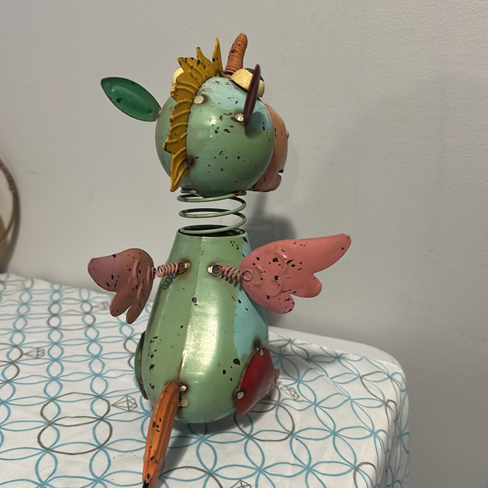 Colorful Metal Unicorn Sculpture some rust - Picture 5 of 8